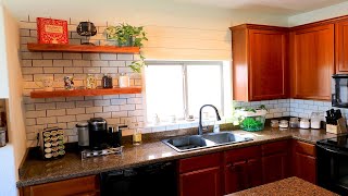 DIY Kitchen Backsplash with Floating Shelves [upl. by Adlai]