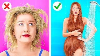 KURZES HAAR VS LANGES HAAR STRUGGLES💇‍♀️ Pfiffige BeautyHacks und lustige Situationen von 123 GO [upl. by Gamin621]