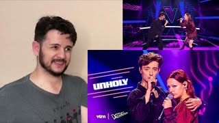 First Reaction  Ward amp Reza  Unholy  Battles 3  The Voice van Vlaanderen [upl. by Ellette]