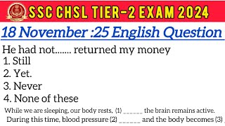 SSC CHSL Tier 2 Exam 18 November Question  ssc chsl tier 2 exam analysis 2024 chsl tier 2 cutoff [upl. by Anyak]