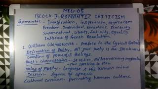 MEG05 LITERARY CRITICISM amp THEORY  BLOCK 3  ROMANTIC CRITICISM [upl. by Rodrigo282]