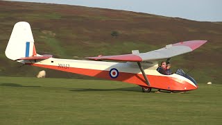 The Majestic Slingsby T21 Open Cockpit Glider  Winch Launch Takeoff and Landing [upl. by Renita]