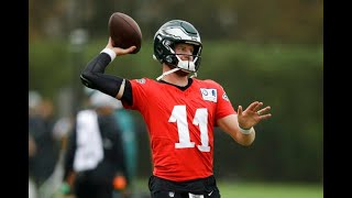 Carson Wentz Philadelphia Eagles quarterbacks work with wide receivers at practice [upl. by Anirehs]