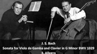 J S Bach  Sonata for Viola da Gamba and Clavier in G Minor BWV 1029  3 Allegro 33 [upl. by Arytal]