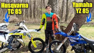 KTM Husqvarna TC 85 vs Yamaha YZ 85 2Stroke Dirt Bike SHOOTOUT [upl. by Particia]