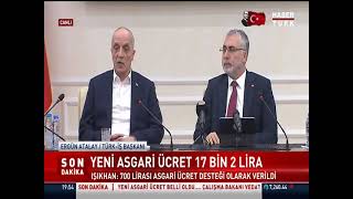 2024 YILI ASGARİ ÜCRETİ NET 17 BİN 2 LİRA OLARAK AÇIKLANDI [upl. by Sikras]