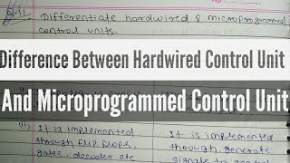 Difference between Hardwired Control Unit amp Microprogrammed Control Unit  COA [upl. by Ailaham]