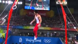 Hiroyuki Tomita bad fall on rings 2008 Beijing [upl. by Walford]