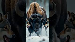 Buffalos Brave Stand Against the Wolves 😱🔥 Wildlife buffalo wolves animals animalsvideo [upl. by Ecire]