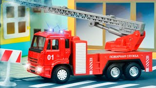 The Red Fire Truck with The Police Car  Emergency Cars Cartoon for kids [upl. by Kroll]