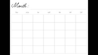 Free Printable Blank Monthly Calendar Minimalist Template Digital Calendar A4A5Letter SunMon [upl. by Dnaltroc]