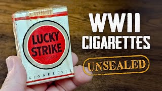 Smoking 80 Year Lucky Strike  Unopened Pack of Cigarettes from WW2 [upl. by Sherie]