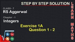 Integers Class 7 Exercise 1A Question 1  2  RS Aggarwal  Learn Maths [upl. by Waldack]