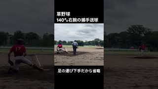 【草野球】140㌔右腕キャッチャー送球 [upl. by Ahsemac]