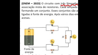 ENEM – 2023 O circuito com três lâmpadas incandescentes idênticas representado na figura [upl. by Mistrot]