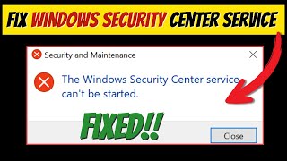 Fix Windows Security Center Service Cant Be Started Problem [upl. by Boorer]