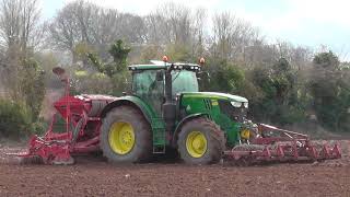 John Deere 6175R amp Kuhn Drill Sowing Spring Barley [upl. by Cynde]