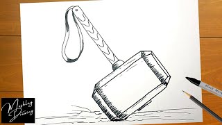 How to Draw Thors Hammer Easy Step by Step [upl. by Harp835]