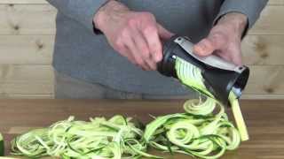 Gefu Handheld Spirelli Spiral Vegetable Slicer Overview amp Demonstration [upl. by Johnna]