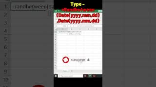 Type Random Date In Excel shorts youtubeshorts excel [upl. by Falcone]