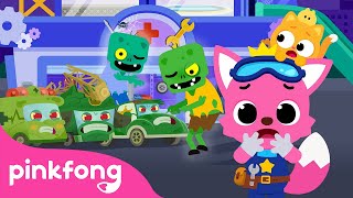 Help the Zombie Police Car Return to Normal  🚓 Car Hospital  BEST Car Songs  Official Pinkfong [upl. by Eilrak487]