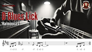 D Blues Lick  Harmonica G  Free Tabs [upl. by Nahtanha]