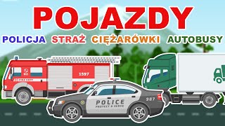 Samochody bajka dla dzieci  Policja  Straż pożarna  Ciężarówka  Autobus  KIDSOLANDIA TV [upl. by Brecher589]