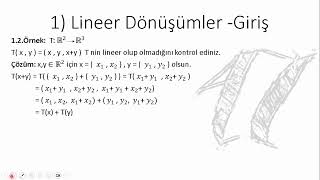 Lineer Dönüşümler  Giriş 1 Lineer Cebir 90 [upl. by Atenaz]