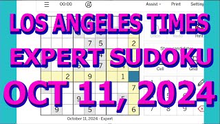 Control The Cells to Eliminate Sudoku Solution Los Angeles Times October 11 2024 [upl. by Nitsud559]