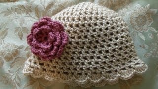 How to crochet a hat or beanie with a shell scallop edge [upl. by Ainotahs]