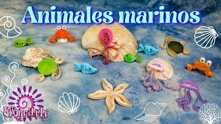 🐙🌊 6 ANIMALES MARINOS en filigrana de papel Paso a paso [upl. by Ynitsed]