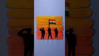 Indian Army 🪖 with Flag painting on ice cream stick 🇮🇳 jai hind independenceday shorts art [upl. by Salome]