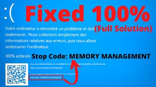 Fixed  Stop Code Memory Management Error in Operating System Windows 10 11 in Hindi [upl. by Peppel255]