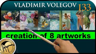 Creation of 8 oil paintings 30x30 cm by Volegov [upl. by Hallagan]