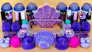 PURPLE SLIME 💜 Mixing makeup and glitter into Clear Slime Satisfying Slime Video [upl. by Pederson]