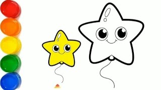 How to draw a cute star balloon for kids and toddlers [upl. by Idnem]