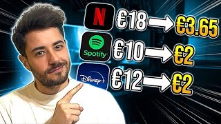 Come Avere Qualsiasi Abbonamento Come Netflix Spotify Disney Canva NordVPN Quasi GRATIS [upl. by Wichern]