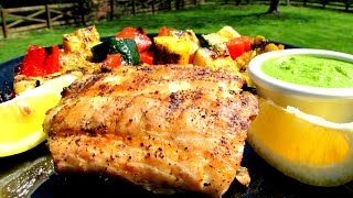 Grilled Rockfish with Lemon Basil Pesto  Striped Bass Recipe [upl. by Eglanteen370]