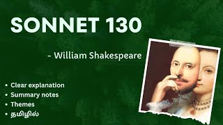 SONNET 130 by William Shakespeare தமிழ் summary SHAKESPEARE STUDIES ✨ I MA ENG 2 SEM [upl. by Alyel302]