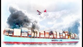 Fire on the Maersk Honam container ship [upl. by Ahseal]