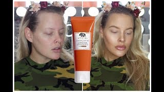 Origins Ginzing Energy Boosting Tinted Moisturizer  REVIEW amp WEAR TEST  Brittany Elizabeth [upl. by Ioved]