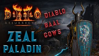 Diablo 2 Resurrected  Zeal Paladin  Diablo  Baal  Cow runs [upl. by Stucker880]