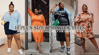 10 PLUS SIZE SPRING OUTFITS FOR A LARGE BELLY  HOW TO DRESS YOUR APPLE SHAPE  FROM HEAD TO CURVE [upl. by Settera209]