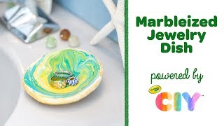 DIY Marbleized Jewelry Dish  Crayola CIY Create It Yourself [upl. by Trevah]