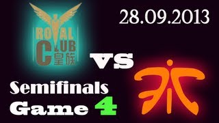 RYL vs FNC  Royal Club HZ vs Fnatic Game 4  SemiFinals D2 G4  Worlds 2013 S3 D2G4 VOD [upl. by Ahsiym]