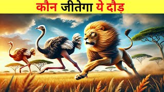 Lion vs Ostrich Race Who Will Win the Ultimate Speed Challenge [upl. by Oned]