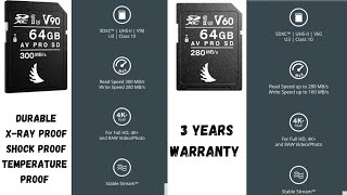 angelbird av pro uhsii 64gb sd cards v60 amp v90 for Mirrorless Cameras canon Nikon sony lumix fuji [upl. by Halyak]