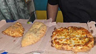 ASMR MUKBANG DOMINOS CHEESE BLAST MERGHERITA PIZZA VEG CALZONE GARLIC BREAD STICK [upl. by Assiar]