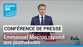 Dissolution extrême droite économie Emmanuel Macron répond aux journalistes • FRANCE 24 [upl. by Bate224]