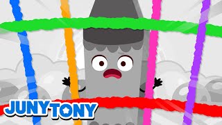 The Naughty Gray Crayon  Crayon Fairies More  Color Songs for Kids  JunyTony [upl. by Merri]